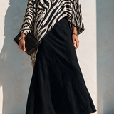 Women's Casual Black Full-Sweep Maxi Skirt MDZ3195H9ZRK