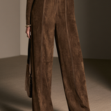 Women's Contrast Stitch Casual Suede Lapel Jumpsuit MDZ3176H7GMJ