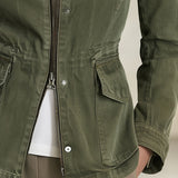 Olive Green Workwear Jacket Lightweight Jacket Fitted Waist Design