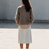 Women's Button‑Front Slit Brushed Midi Skirt MDZ0293I6R