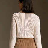 Women's Crochet Panel Casual Collared Top MDZ0119I8GMJ