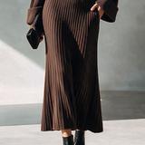 Women's Off-Shoulder Knit Top And Midi Skirt Set MDZ0232I9ZRK