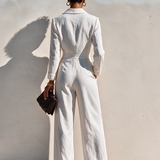 Women's Suit-Loop Lace Hem Cotton Blend Jumpsuit MDZ0338I8ZRK