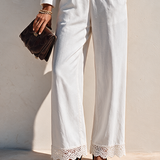 Women's Suit-Loop Lace Hem Cotton Blend Jumpsuit MDZ0338I8ZRK