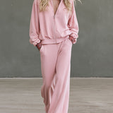 Sporty And Stylish Plaid Patchwork Pink Cotton Zip-up Sweatshirt And Pants Set