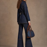 Women's Casual Multi-Pocket Drawstring Denim Work Jacket