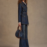Women's Casual Multi-Pocket Drawstring Denim Work Jacket