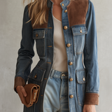 Women’s Denim Utility Jacket With Suede Trim