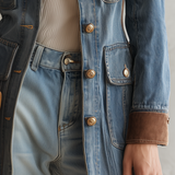 Women’s Denim Utility Jacket With Suede Trim
