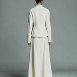 Women's Off‑White Mid‑Weight Wool‑Blend Long A‑Line Skirt MDZ0406I8R