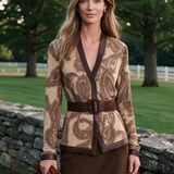 Retro-casual Elegant Wool-blend And PU Leather Paneled Top