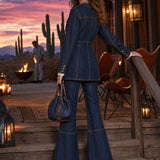 Women's Casual Multi-Pocket Drawstring Denim Work Jacket