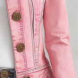 Pink Cropped Denim Jacket For Women