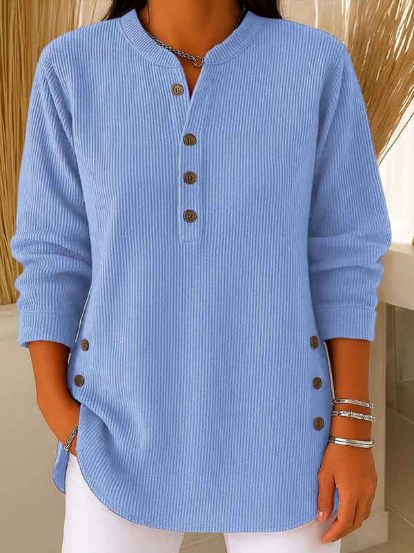 N&L - Ribbed Button Henley Tunic Carol