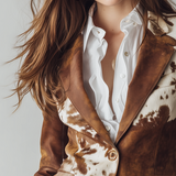 Women’s Vintage Cow Print Eco Friendly Blazer