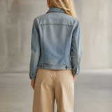 Oversized Light Wash Denim Jacket Women Classic Trucker Boyfriend Fall Layer