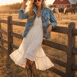 Oversized Light Wash Denim Jacket Women Classic Trucker Boyfriend Fall Layer