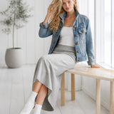 Oversized Light Wash Denim Jacket Women Classic Trucker Boyfriend Fall Layer