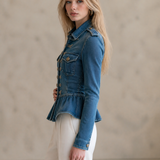 Women’s Western Denim Jacket With Peplum Hem