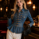Women’s Western Denim Jacket With Peplum Hem