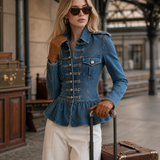 Women’s Western Denim Jacket With Peplum Hem