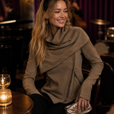 Women's Asymmetrical Zip Denim Jacket Draped Collar Moto Style