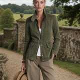 Olive Green Workwear Jacket Lightweight Jacket Fitted Waist Design