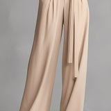 Women's Neutral-colored Cotton Blend Knit Jumpsuit With Gathered Waist MDA1516L0I