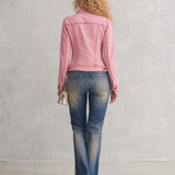 Pink Cropped Denim Jacket For Women