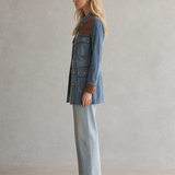 Women’s Denim Utility Jacket With Suede Trim