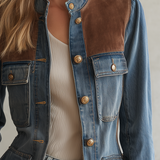Women’s Denim Utility Jacket With Suede Trim