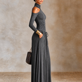 Women's Asymmetric Off‑Shoulder Long Sleeve Vacation Maxi Dress MDZ1183H4LYL