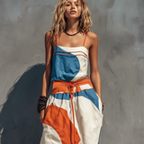 Women's Casual Printed Woven Sleeveless Maxi Dress With Spaghetti Straps MDZ0991F2LXY