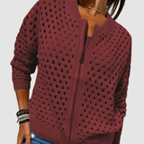 N&L - Open-Knit Zip Cardigan Nancy