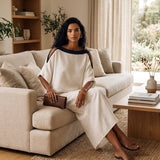Women's Linen-Blend Batwing-Sleeve Top And Midi Skirt Two-Piece Set