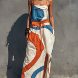 Women's Casual Printed Woven Sleeveless Maxi Dress With Spaghetti Straps MDZ0991F2LXY