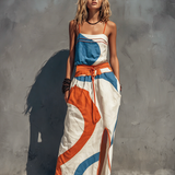 Women's Casual Printed Woven Sleeveless Maxi Dress With Spaghetti Straps MDZ0991F2LXY