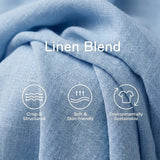 Women's Light‑Blue Linen Fabric Stand‑Collar Half‑Zip Oversized Top & Wide‑Leg Pants Set