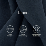 Women's Minimalist Commuter Style Navy Blue Linen Round Neck Asymmetric Buttons Side Pocket Sleeveless Mini Dress MDZ0395F6GMJ