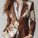 Women’s Vintage Cow Print Eco Friendly Blazer