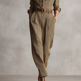 Women's Brown Sophisticated Tweed - Texture Plaid Utility Jumpsuit (without belt) MDA0167I2I