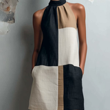 SABRINA | COLORBLOCK HALTER MINI DRESS
