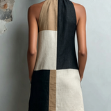 SABRINA | COLORBLOCK HALTER MINI DRESS