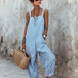 Women's Minimalist Striped Loose-Fit Square-Neck Sleeveless Jumpsuit MDZ1052D7Y