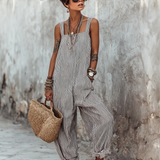 Women's Minimalist Striped Loose-Fit Square-Neck Sleeveless Jumpsuit MDZ1052D7Y