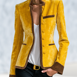 Retro-chic Color-block Velvet Jacket