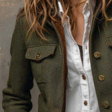 Women’s Vintage Herringbone Contrast Trim Blazer