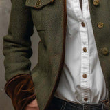 Women’s Vintage Herringbone Contrast Trim Blazer
