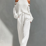 Women’s Beige Linen-Blend High-Waisted Pocketed Wide-Leg Pants MDZ1228A6T