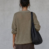 Women's Minimalist Pointelle Half-Zip Long-Sleeve Sweater MDZ2005G9WY